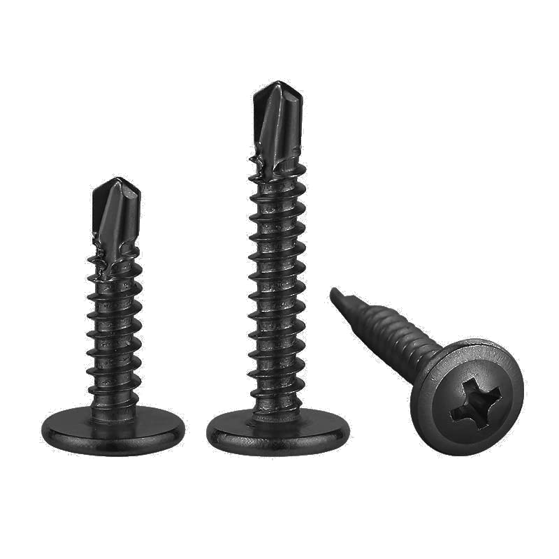 (150Pcs)#8×1-1/4” for Sheet Metal Self-Tapping Screws 410 Black Stainless Steel Truss Head High-Strength Quick Tapping