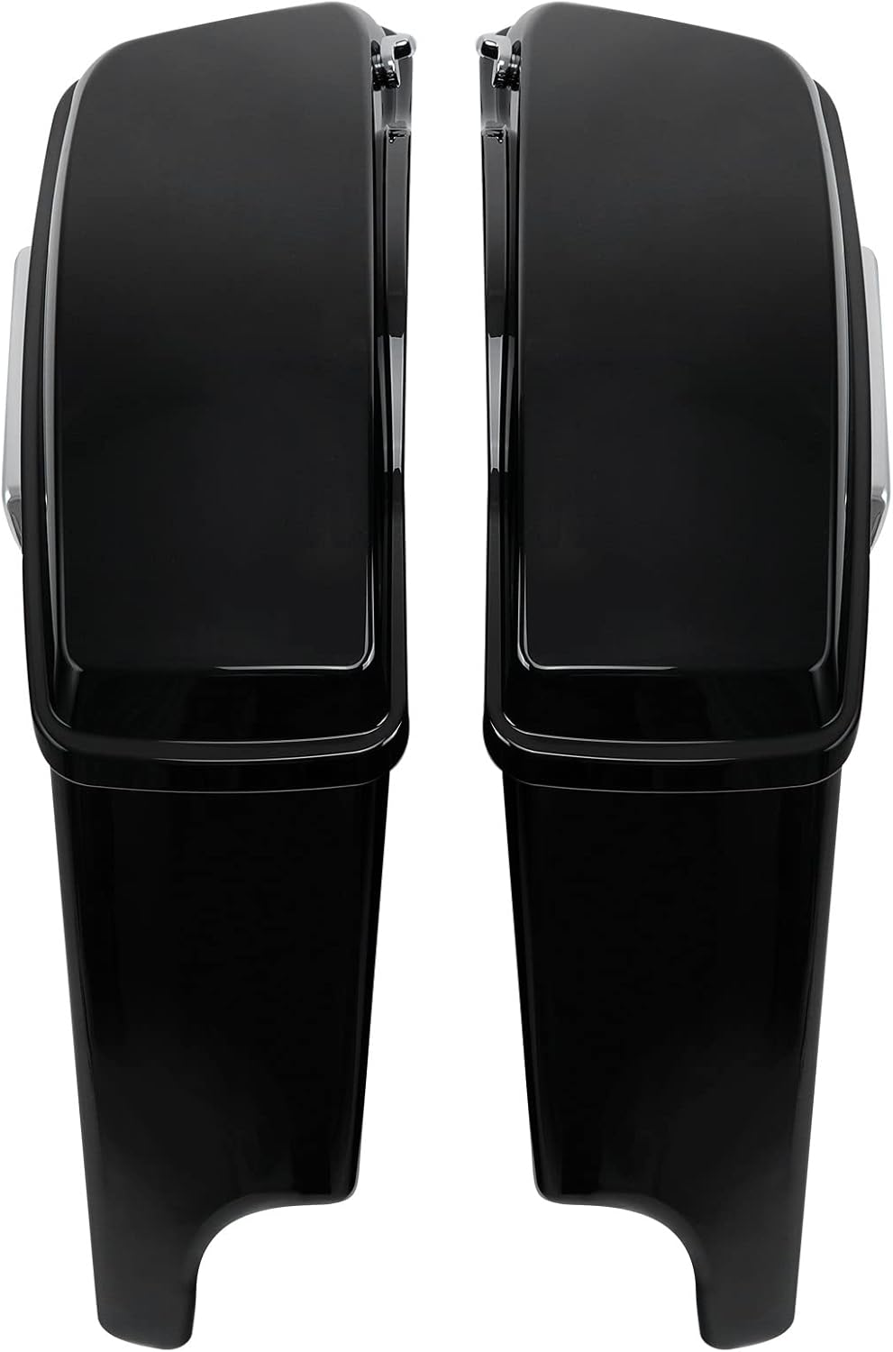 XFMT Motorcycle Vivid Black 5" Extended Stretched Hard Saddlebags Saddle Bags W/Chrome Latches For Harley Touring Road King Street Glide Road Glide Electra Glide Ultra Classic 2014-2023