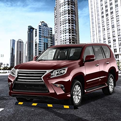 ZONETECH Large Heavy Duty Rubber Parking Curb – 72” Premium Quality Auto Garage Wheel Stopper Professional Grade w/Yellow Reflective Tape for Car, Truck, Trailer and RV (10-Pack)