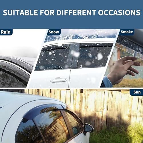 Rain Guards Window Visors Fit for 2009-2014 Ford F150 SuperCrew Cab Truck, Outside Mount Sun Shade Window Vent Deflectors,Smoke Tinted Side Window Vent Visors 2010 2011 2012 2013