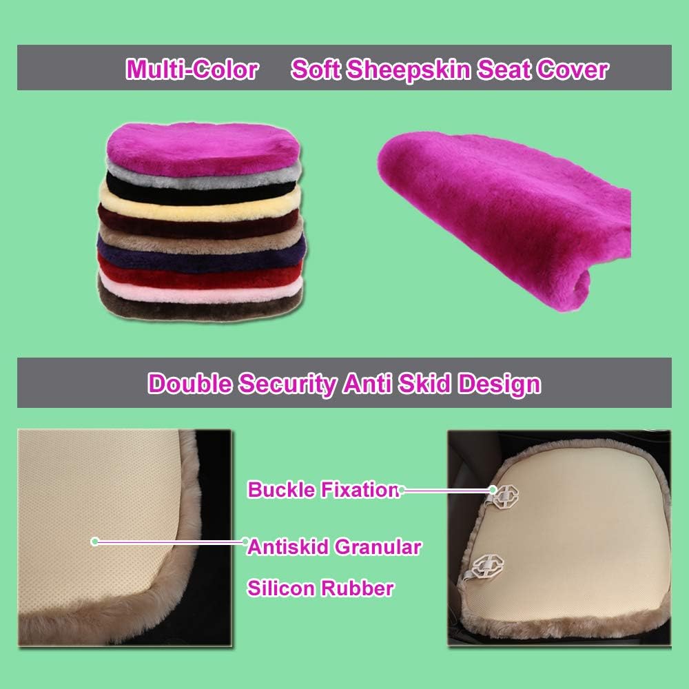 Fluffy Genuine Australia Sheepskin Car Seat Cover for Auto Interior Accessories with Soft Fuzzy Wool Eco-Friendly Natural Fur Non-Slip (Honey Beige, Back)