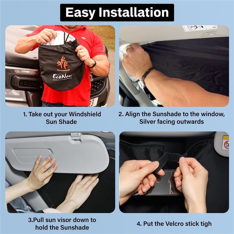 for Honda Civic 2022-2024 2025 Windshield Sunshade - EcoNour 240T Polyester Material Cars Sun Visor Reflector Blocks UV Rays - Foldable Sunshade Interior Protection-Honda Civic Accessories