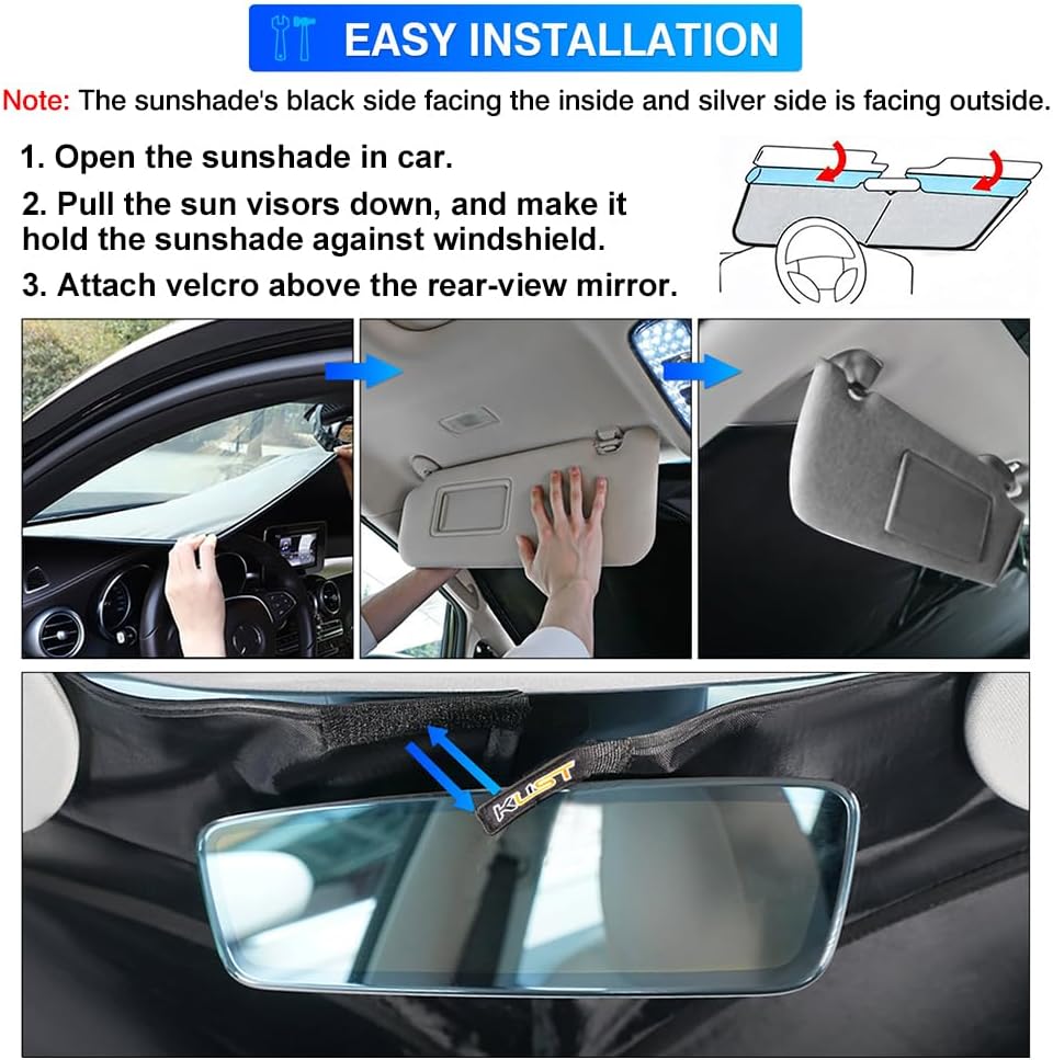 KUST Windshield Sun Shade for 2016-2020 Kia Sorento Accessories, Custom Fit Car Front Sunshade Window Sun Visor Protector Foldable Blocks UV Rays Keep Your Car Cooler