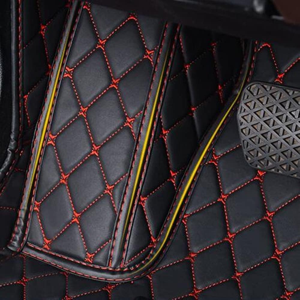 Custom All-Weather Protection Luxury Leather Floor Mats for Cars SUVs Trucks According Anti-Slip Leather Floor mats (37, Red and Striped Red)