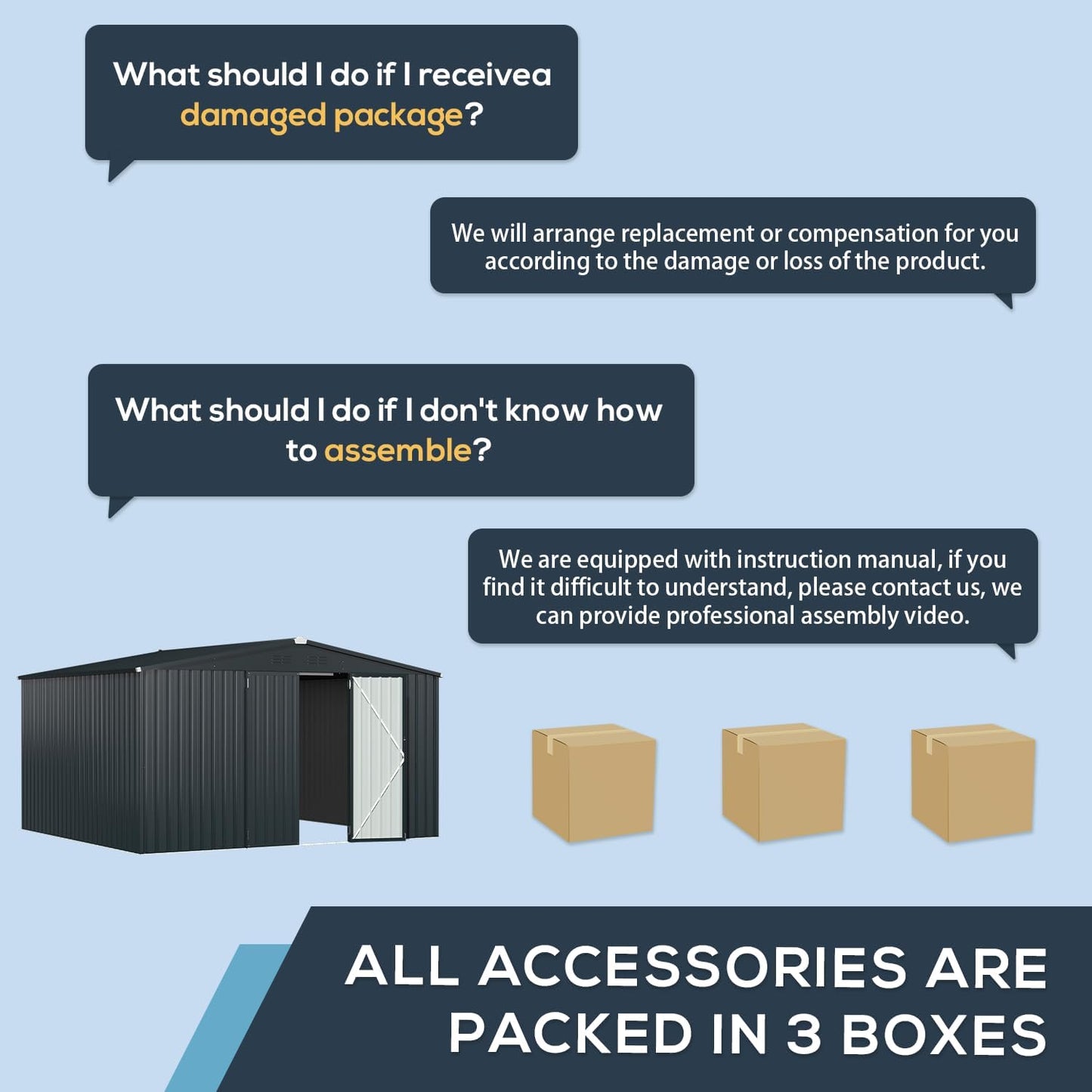 U-MAX Shed 10x10 Outdoor Storage - Large Metal Garden Sheds, Lockable for Backyard & Patio Use in Dark Grey
