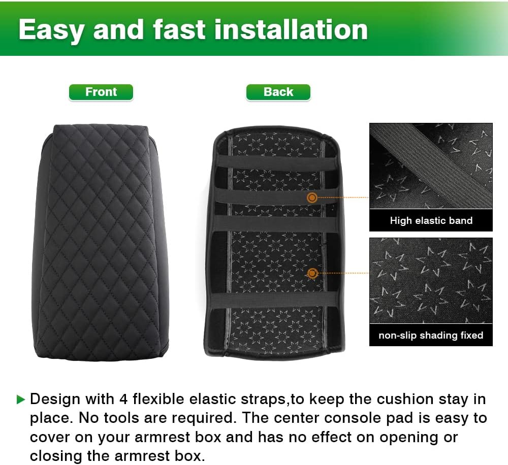 Shademax Custom for Center Console Cover Kia Sportage 2023 2024 2025 2026 Armrest Cover Center Console Cushion Pad PU Leather Armrest Seat Box Cover Protector Sportage Accessories Anti-Scratch Black