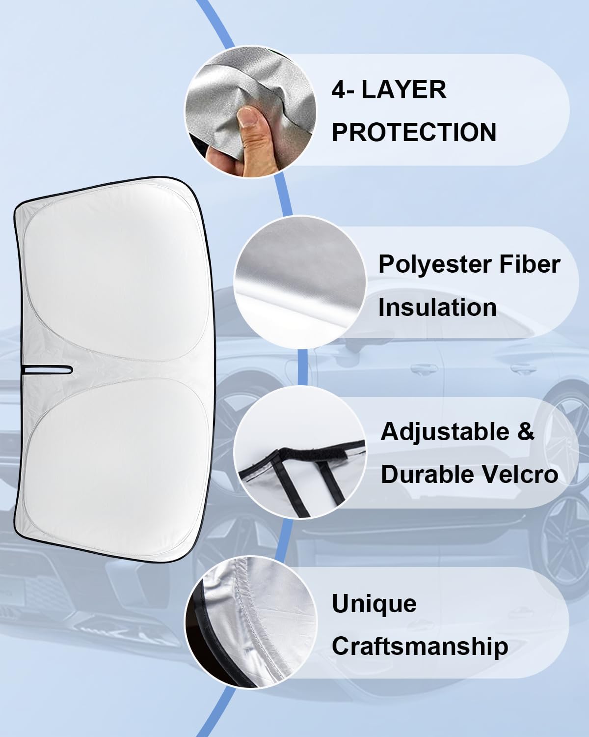 for Mazda CX5 Car Windshield Sunshade for CX-5 2017-2023 2024 2025 Mazda CX5 Accessories Thicken 4-Layer Foldable Car Front Window Sun Shades Cover Block Heat Shield Protector 240T UV Reflector