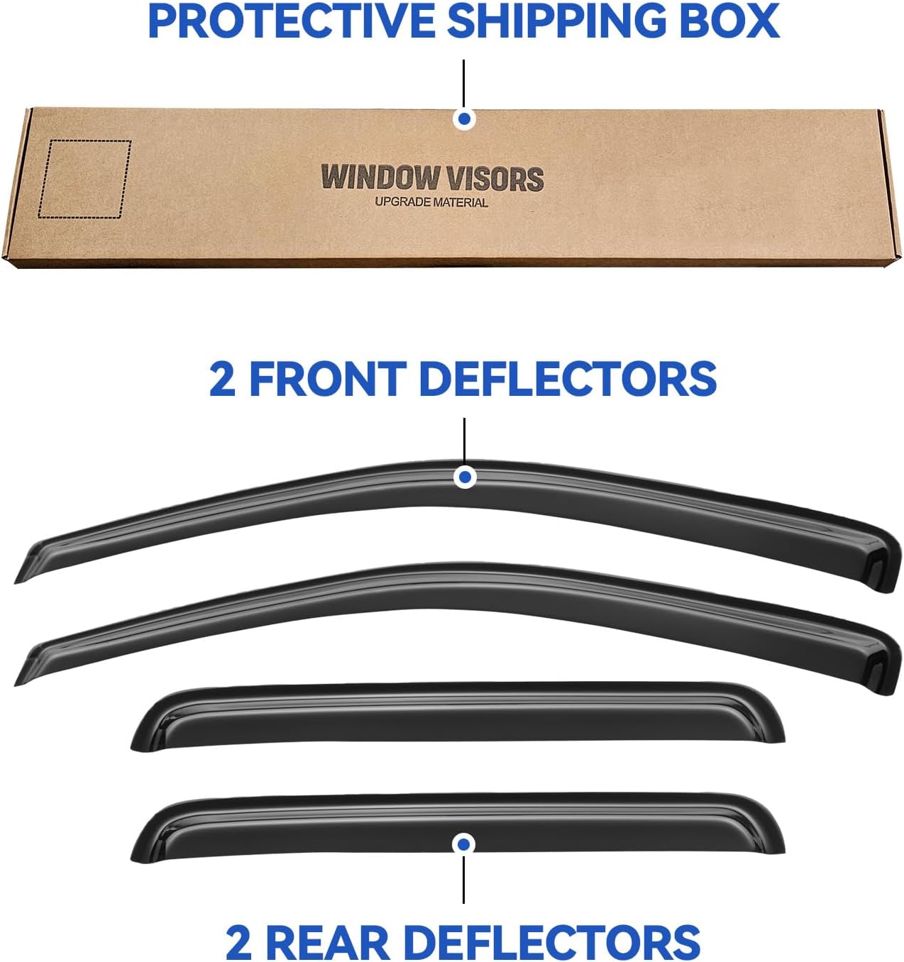 Window Visors Rain Guards Shield for 2005-2010 Jeep Grand Cherokee, Out-Channel Window Vent Wind Deflectors Visors Shades for 05-10 Grand Cherokee