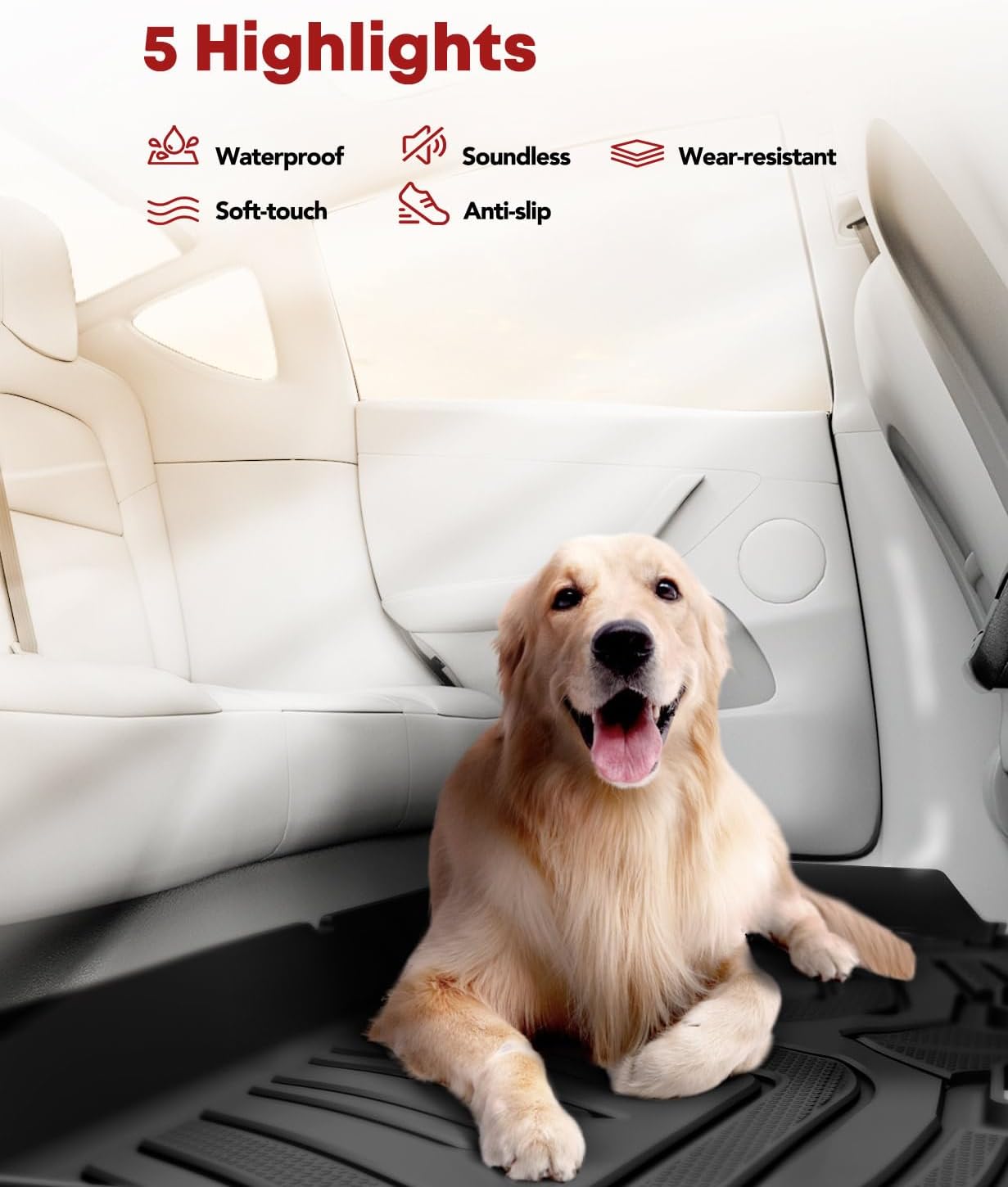 YHTAUTO Trunk Mat Compatible with Chevrolet Traverse 2018-2024, TPE All Weather Cargo Mats for Back of SUV Waterproof Anti-Slip Odorless Trunk Liner, Interior Car Accessories