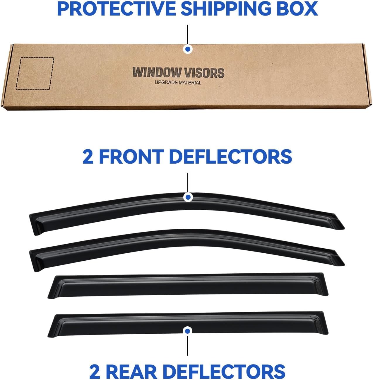 Window Visors Rain Guards for 2014 2015 2016 2017 2018 2019 Toyota Highlander, Out-Channel Window Vent Wind Deflectors Visors Shades for 14-19 Highlander