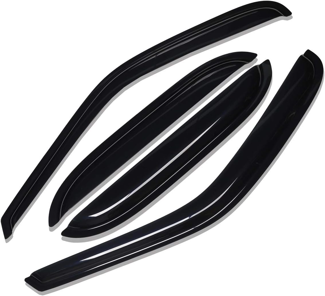 Lightronic Extra Durable Tape-on Auto Vent Window Visor, Fit 2000-2006 Chevrolet Tahoe & GMC Yukon, 2001-2006 Yukon Denali, 2002-2006 Cadillac Escalade, Original Wind Deflector Rain Guard, Smoke, 4Pcs
