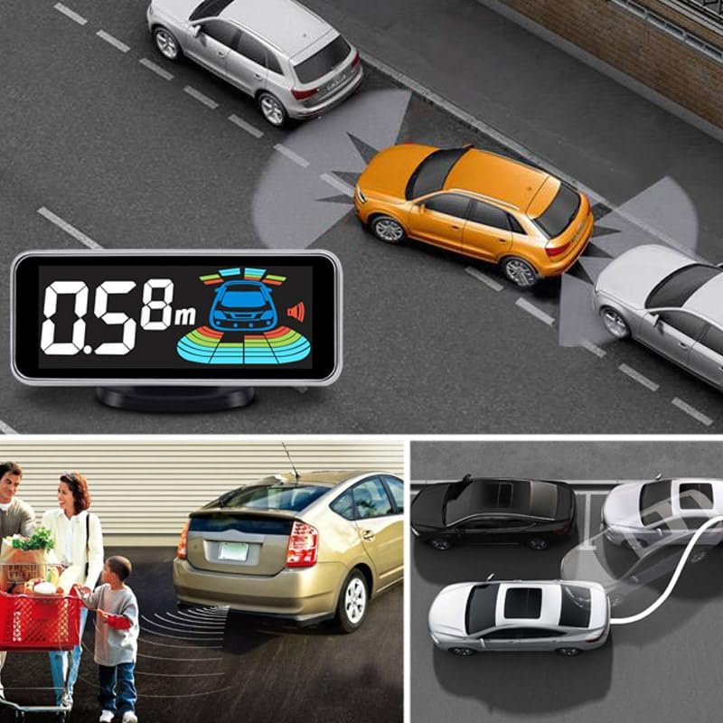 Car 8 Parking Sensors Kit Assist System Reverse Front and Rear Reverse Radar parktronic Auto Electronics Vehicle Back Assistant Reverse (Gold)