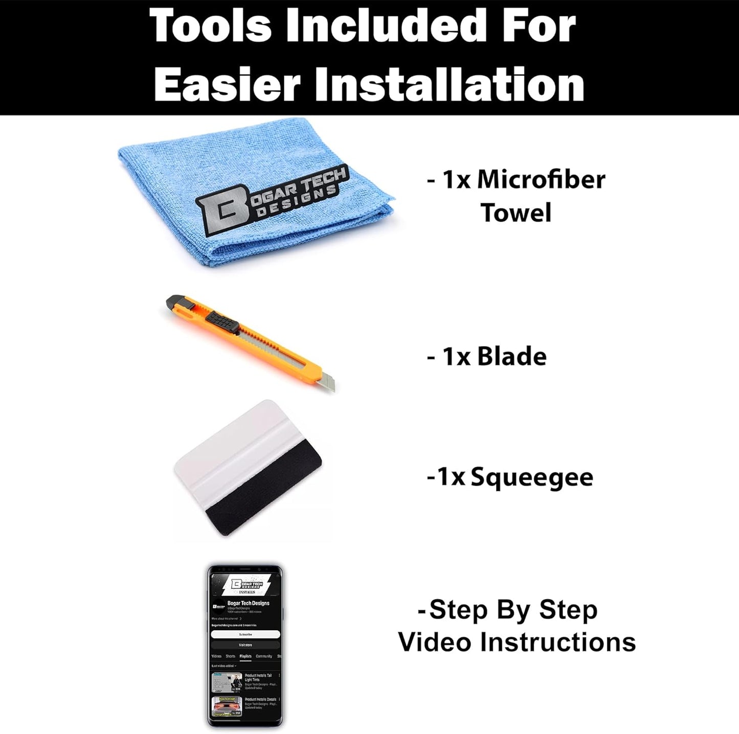 BOGAR TECH DESIGNS Full Headlight Taillight Tint Kit Fits Cadillac Escalade (ESV) 2015-2020, Dark Smoke