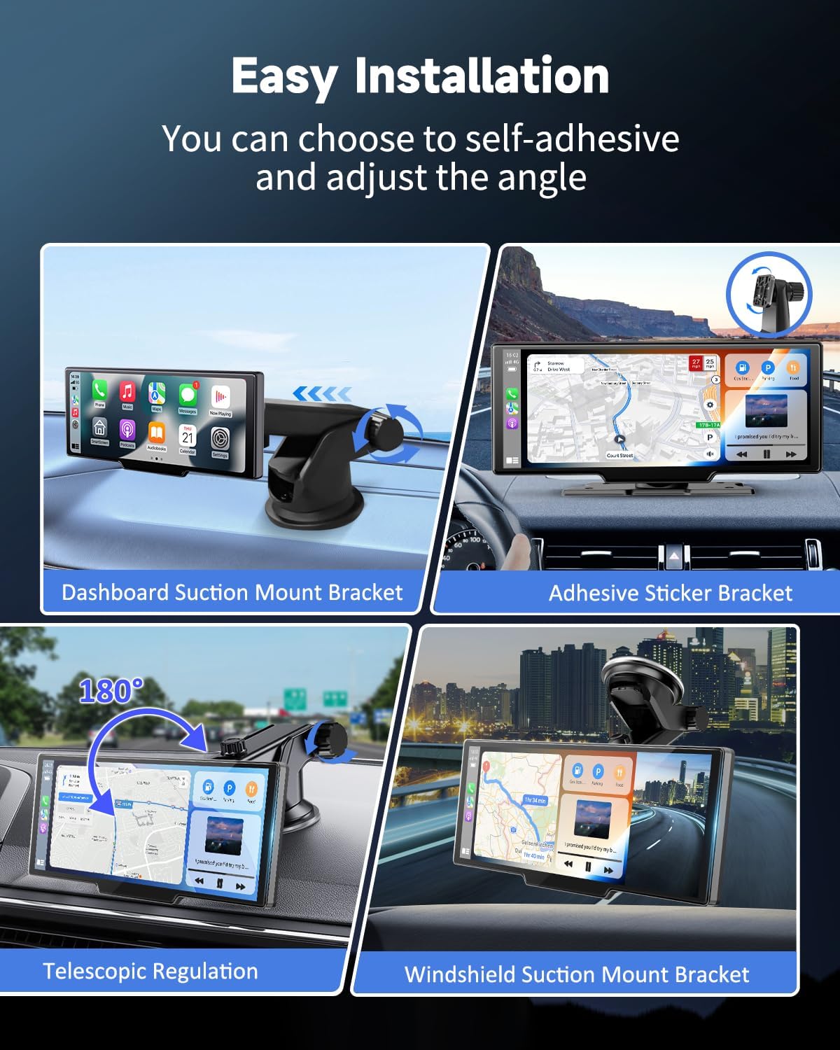 Portable Carplay Screen for Car - 10.26" Wireless Carplay & Android Auto Car Stereo, with 4K Dash Cam, Backup Camera, Bluetooth, GPS Navigation/Mirror Link/Voice Control/Bluetooth
