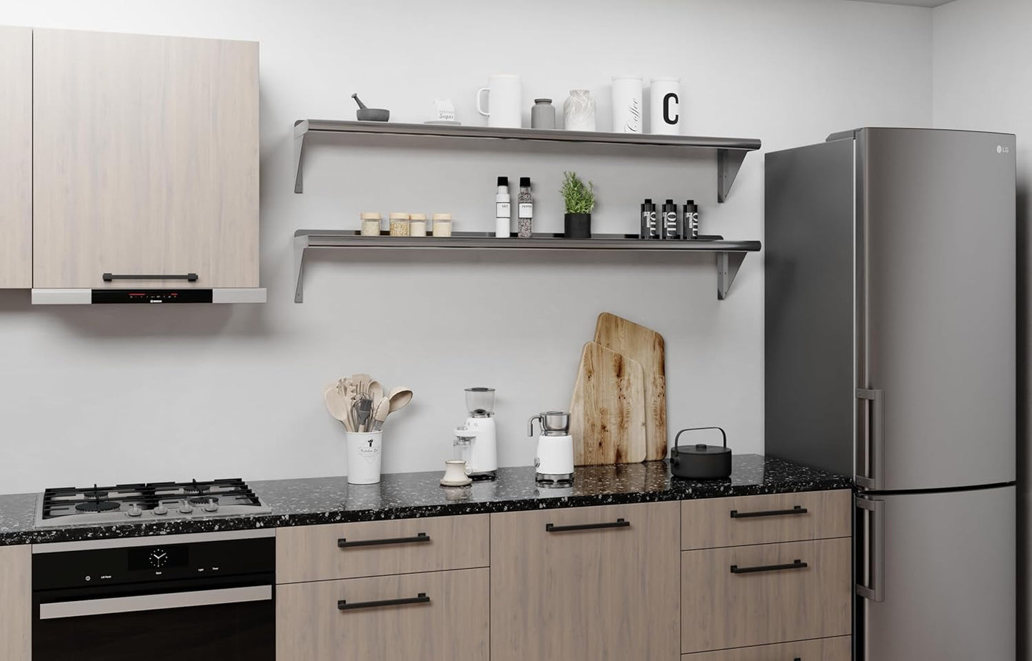 AmGood 60" Long X 10" Deep Stainless Steel Wall Shelf | NSF Certified | Appliance & Equipment Metal Shelving | Kitchen, Restaurant, Garage, Laundry, Utility Room