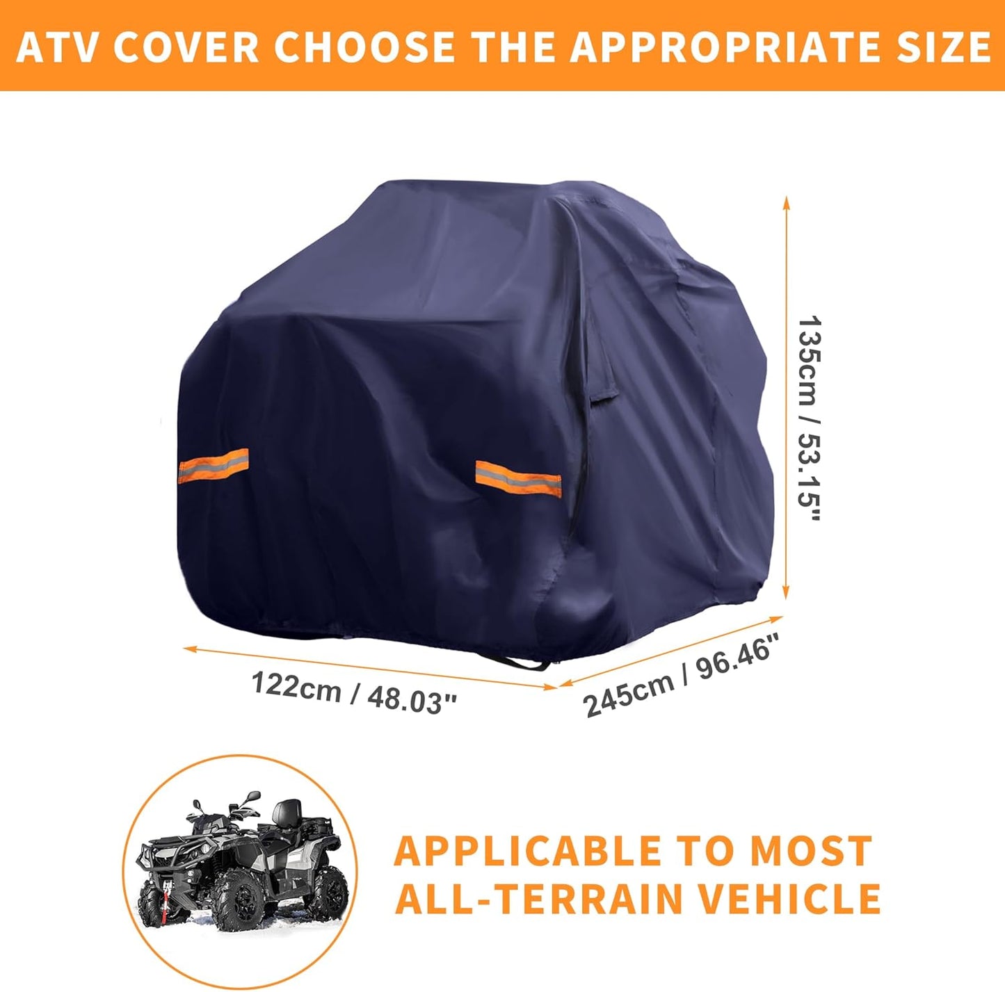 X AUTOHAUX ATV Cover for Can-am Outlander MAX XT DPS/XT-P 4 Wheelers Quad Cover for Can-am Outlander MAX Limited Sun Rain Storage Protection 210D-PU Navy Blue 245x122x135cm