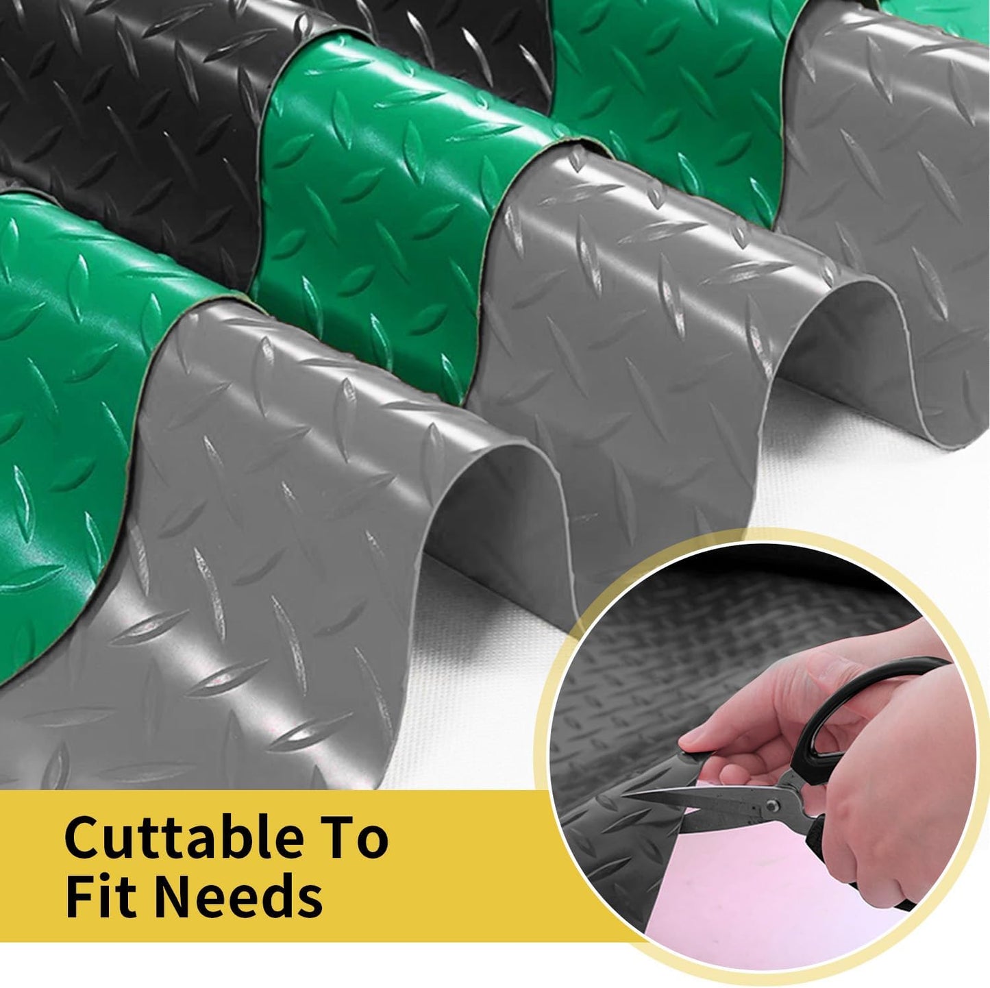 Premium Garage Floor Mat, Commercial Grade Heavy Duty Parking Mat for Garage Floor, Golf Cart Parking, Water/Stain Resistant Floor Runner (Black Diamond, 4 x 6.5 Feet)