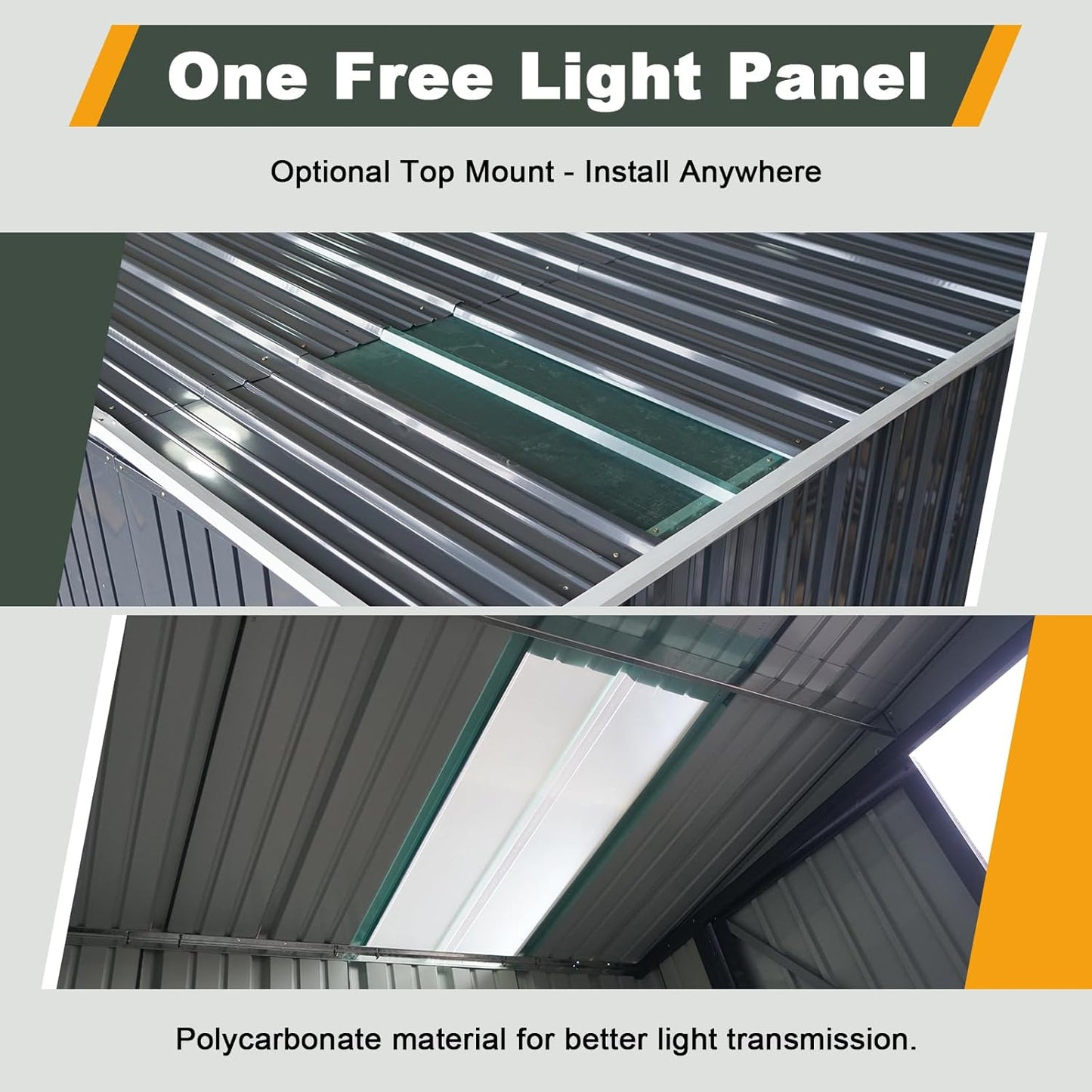 6x8 FT Lean to Shed with Lockable Double Doors, Metal Outdoor Storage Shed with Free PC Light Board for Tools, Outside Storage Shed Waterproof for Backyard, Garden, Patio