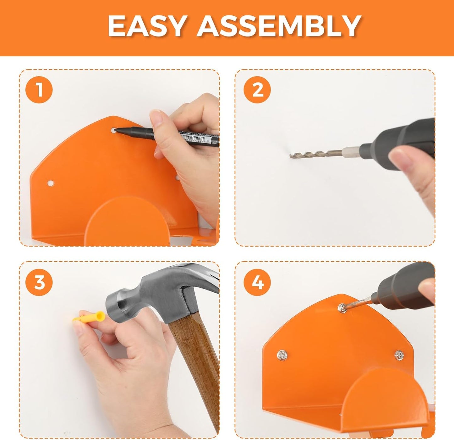 Weedeater Rack, 1 Pack Weed Eater Hanger, Weed Eater Rack for Wall, Heavy Duty Garden Tool Garage Organizer Trimmer Holder, Chainsaw Hanger Wall Mount(Black)