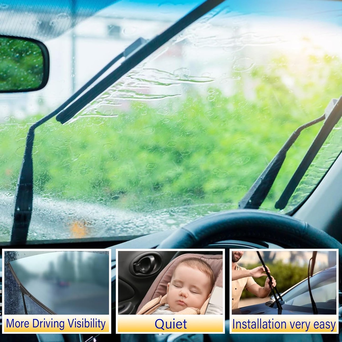 3 wipers Replacement for 2012-2019 Toyota Prius C, Windshield Wiper Blades Original Equipment Replacement - 28"/14"/8" (Set of 3) U/J HOOK