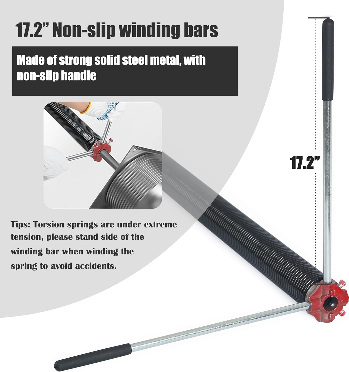 Garage Door Torsion Spring Set, Pair of 2" Electrophoresis Coated Garage Door Spring Replacement with 2 Non-Slip Winding Bars and Bearing, Minimum 16000 Cycles (.234x2x26")