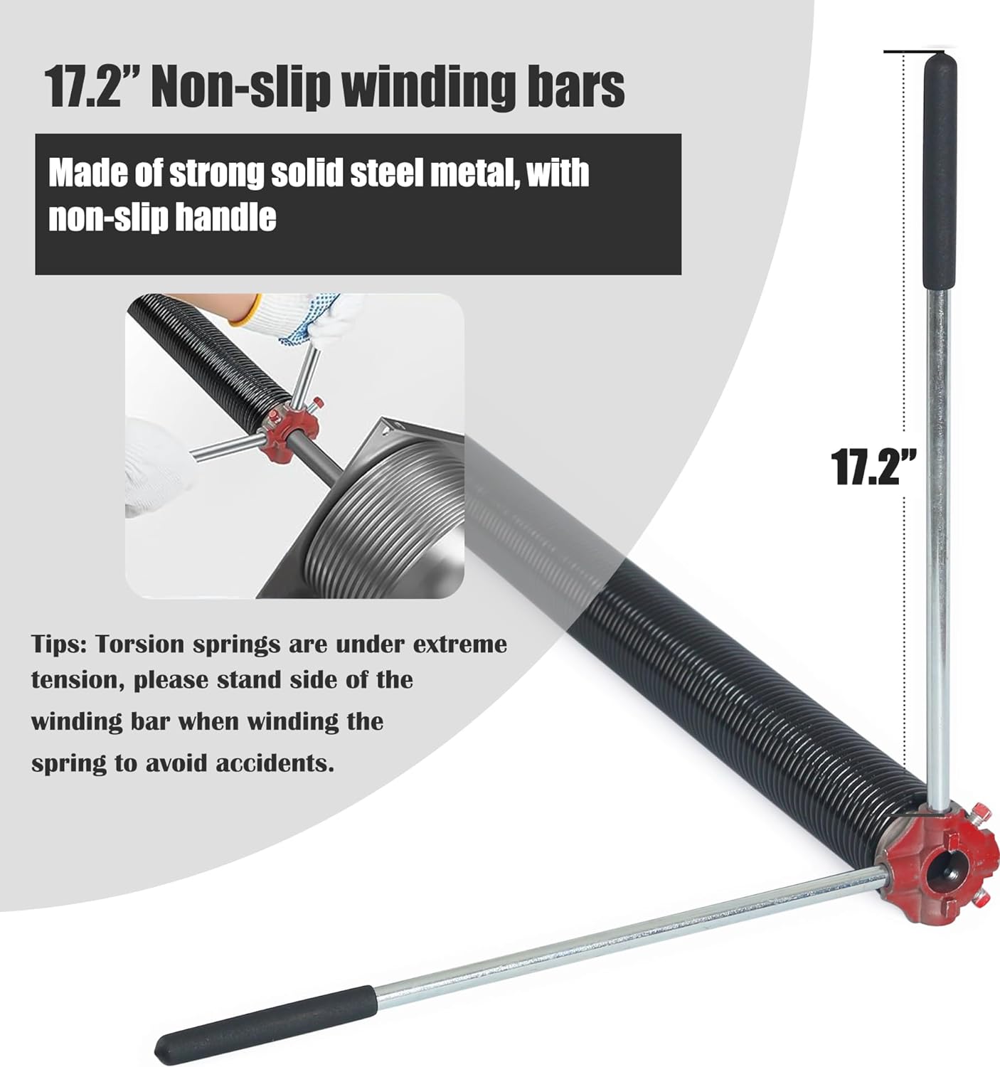 Garage Door Torsion Spring Set, Pair of 2" Electrophoresis Coated Garage Door Spring Replacement with 2 Non-Slip Winding Bars and Bearing, Minimum 16000 Cycles (.250x2x29")