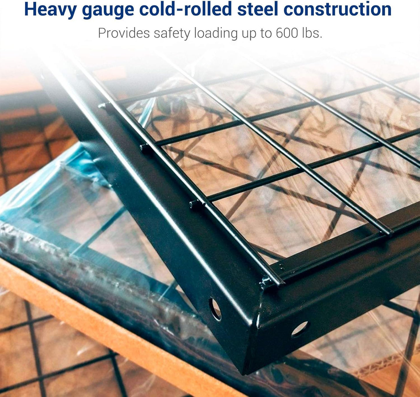 FLEXIMOUNTS 4x8 Overhead Garage Storage Rack, Adjustable Organization System, Heavy-Duty Metal Ceiling Racks, 2 Pack, Hammertone