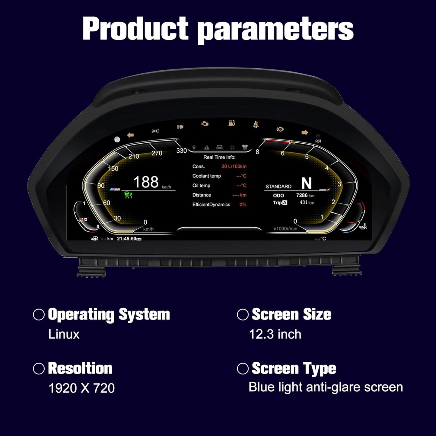 Speedometer Instrument for BMW F30 F36 2013-2020,12.3 inch Linux System Original Modern Car Odometer Information Head up Display Digital Cluster Electronic Gauge Dashboard Screen