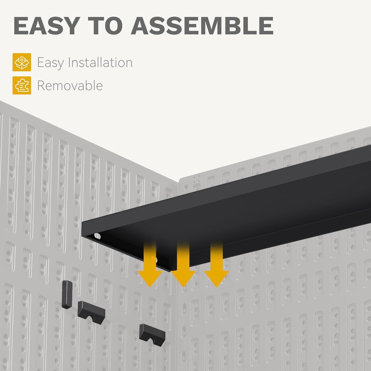 DWVO 2-Pack Metal Storage Shed Shelves, 51" x 13.8" Waterproof Shelves with 8 Screws, Compatible with 59 Cu. Ft. Outdoor Tall Storage Shed, 77 lbs Capacity, Easy to Assemble, Black