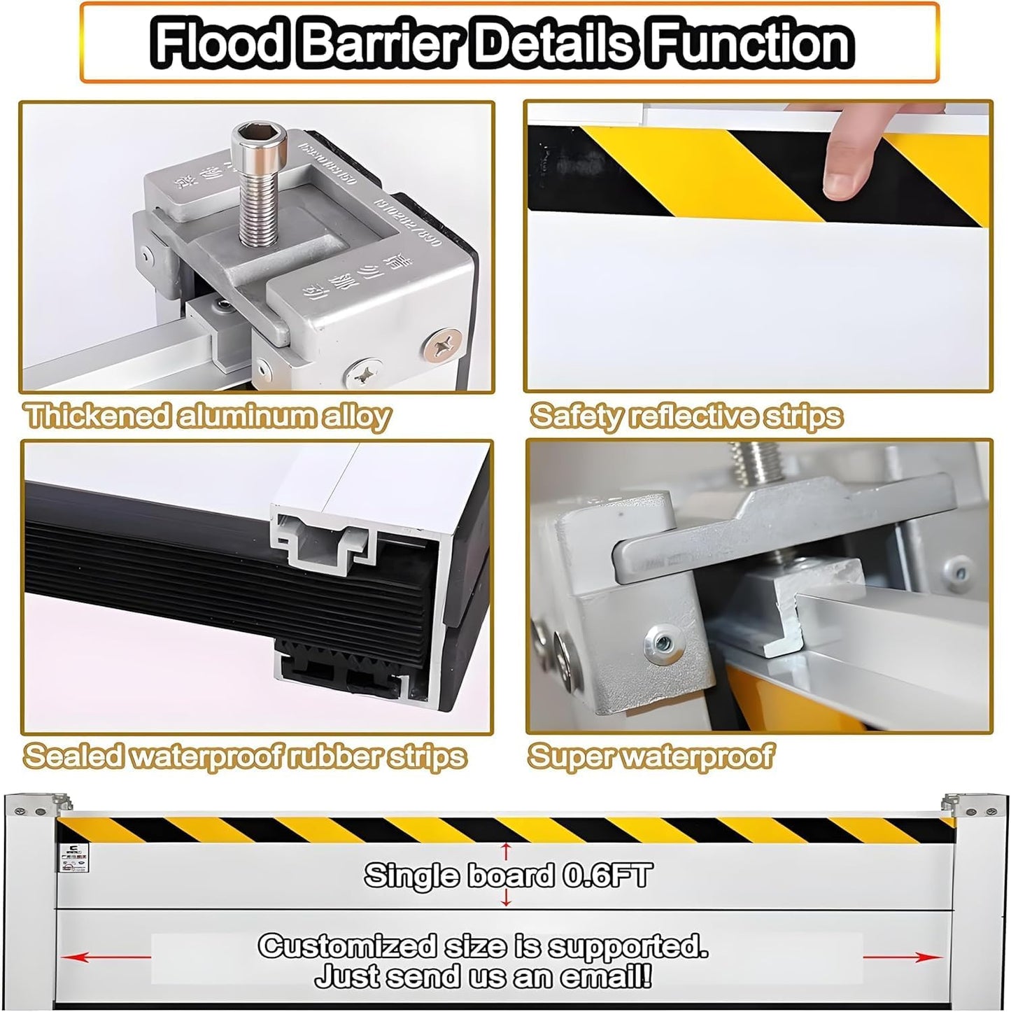 Flood Barriers for Home Exterior - Aluminum Alloy Outdoor Easy Flood Barrier Garage Doors Water Barriers for Flooding,H39.4 Inch/L10.5FT