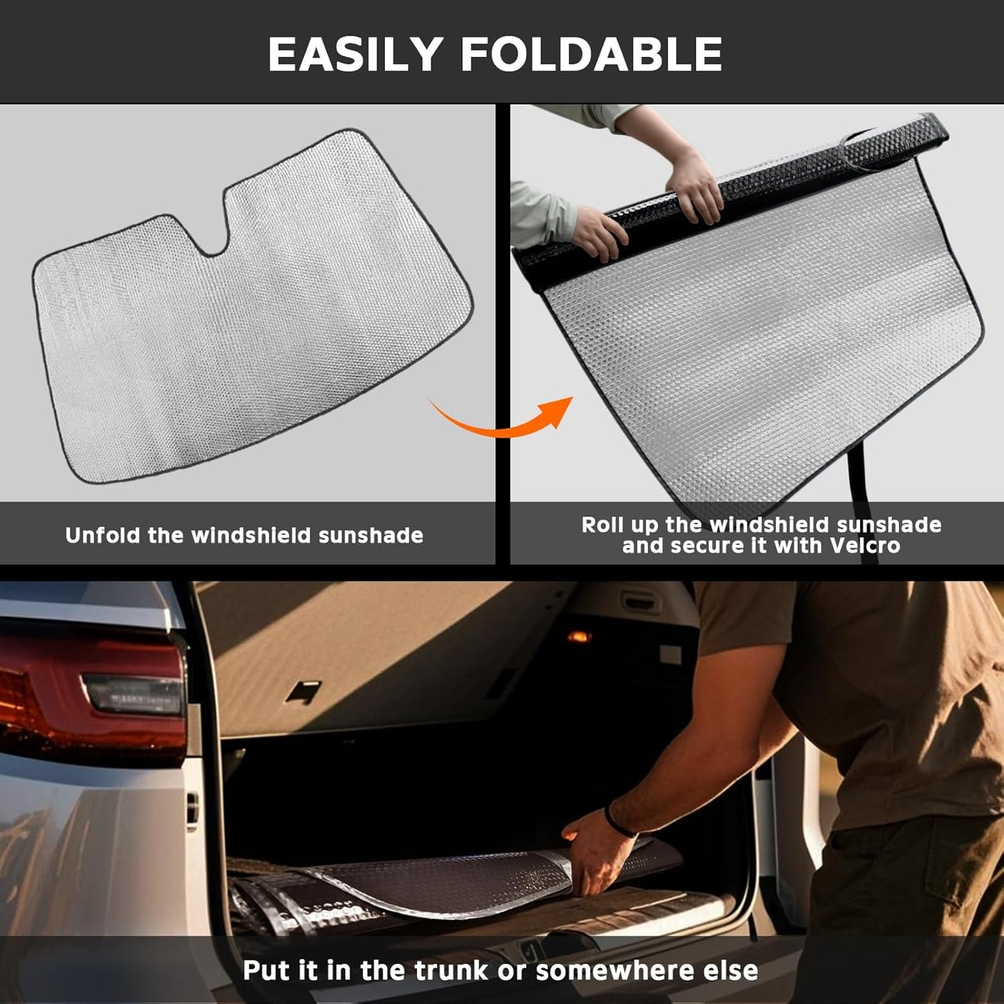 Windshield Sun Shade for 2017-2022 Ford F250 F350 F450 F550 Super Duty - 5-Layer Bubble Foldable Front Window Shade Sun Visor Accessories - Blocks Heat & UV Rays