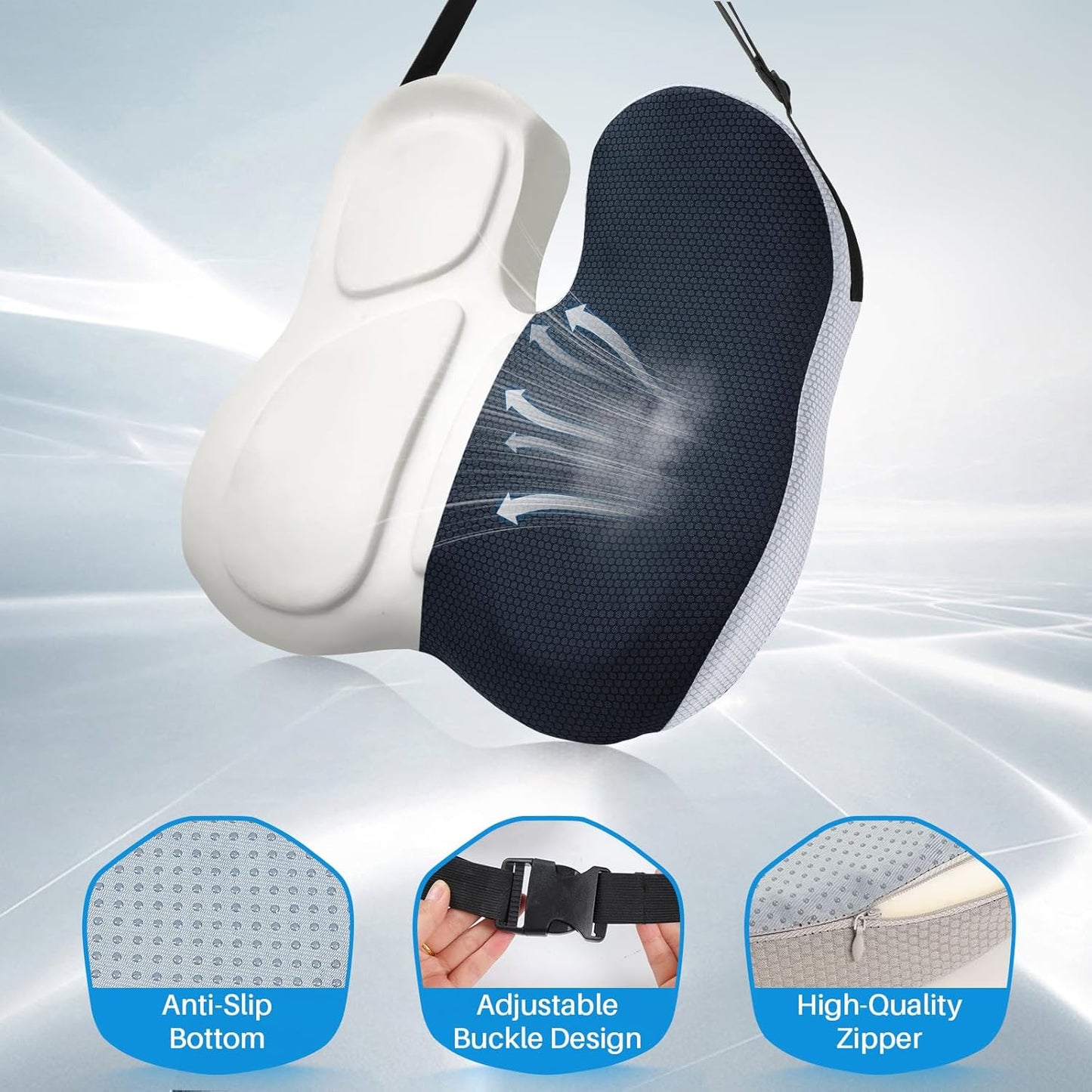 X Large Car Seat Cushion for Driving, Mprove Driving Vision/Posture, Truck Seat Cushion with Non-Slip and Adjustable Straps, Memory Foam Seat Cushion for Long Time Driving Car, Truck, SUVs (DarkGray)