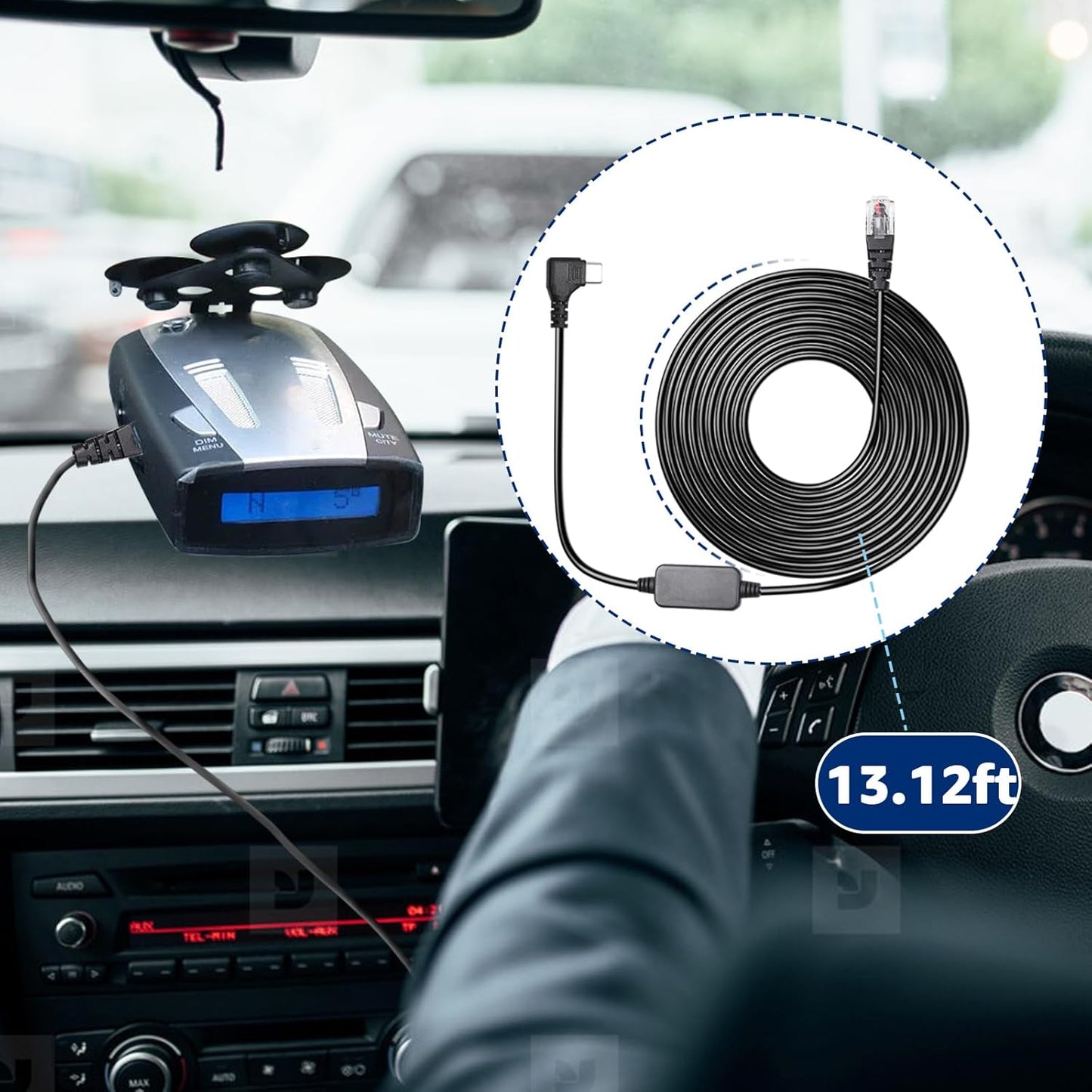 Type-c to RJ11 Radar Detector Power Cable,DC 5V-12V Power Cable Replacement for Uniden, Escort, Radenso XP, Beltronics & Whistler Radar Detectors (13FT Length)