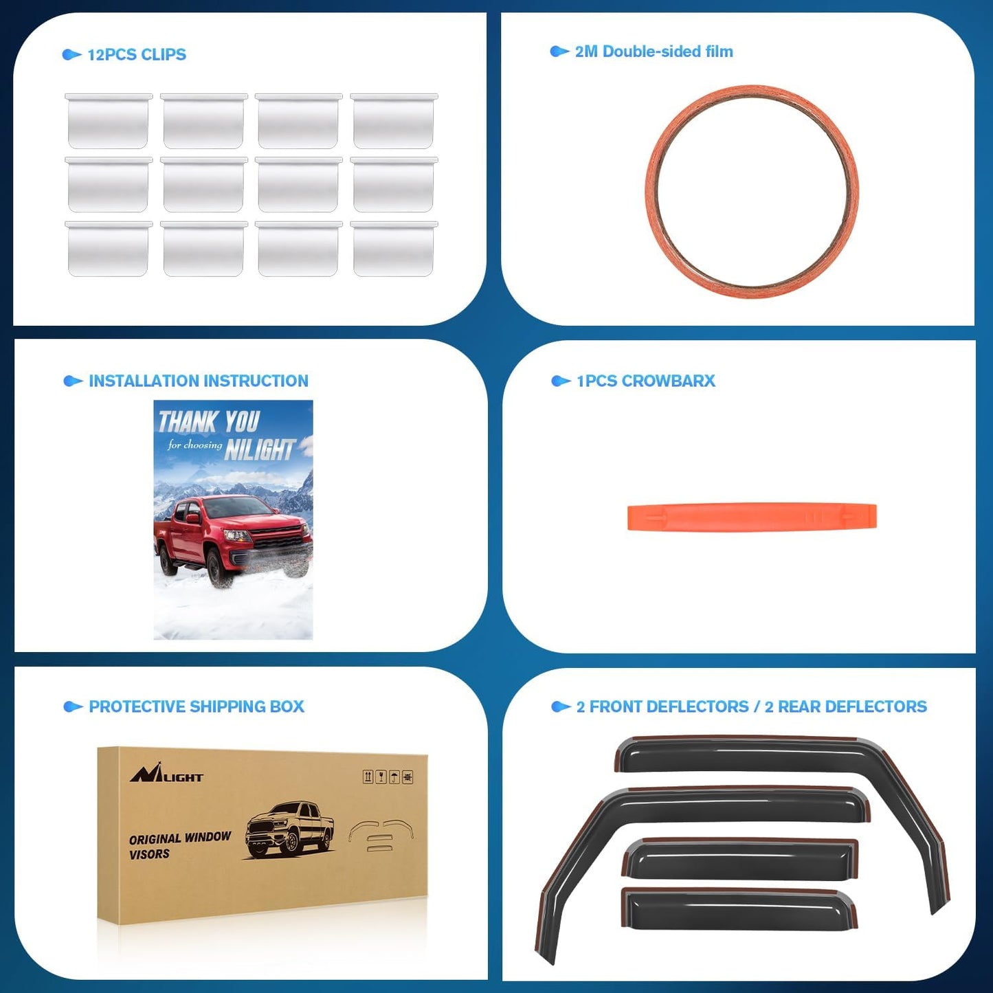 Nilight in Channel Rain Guards for Gladiator 2020 2021 2022 2023 Window Deflectors, Vent Window Visors-4PCS