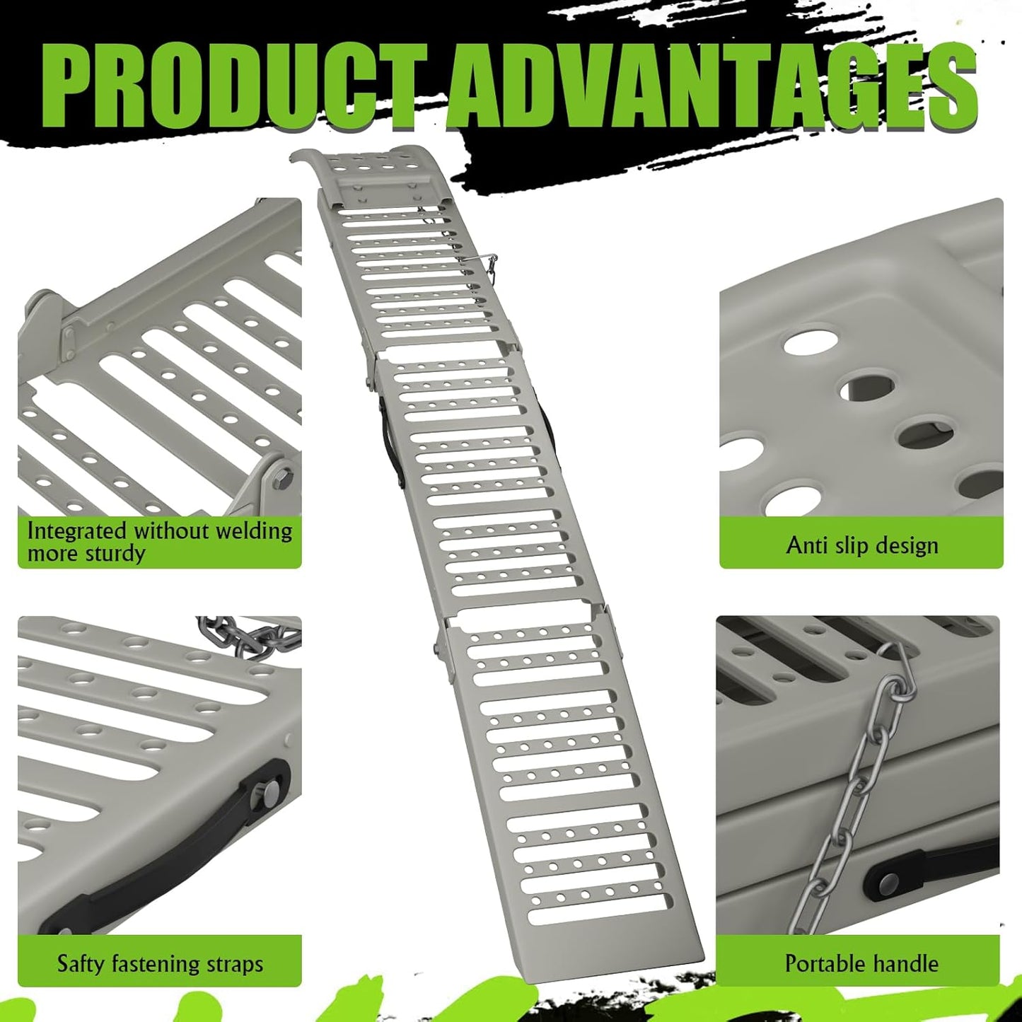 77.2" L x 9.8" W Truck Ramps,1212 Lbs Loading Ramps for Pickup Trucks,Steel Folding Ramps for Lawn Mower,Motorcycle Ramp,ATV/UTV,Snow Blower,Dirt Bikes,Carts,Trailers(1 pc)