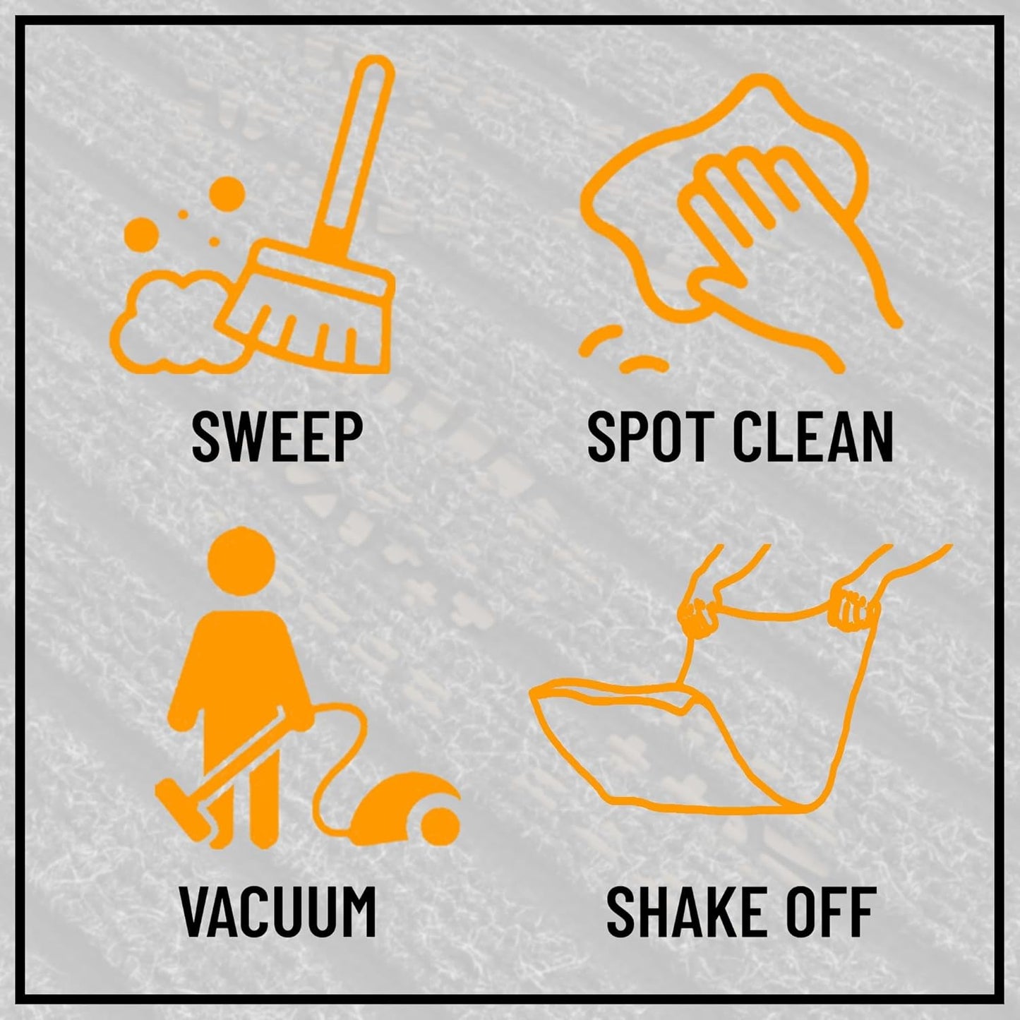 Ottomanson 2' x 44' Hallway Runner with Scraper Pile Extra Durable Non-Slip Rug Mat for Indoor & Outdoor Use - Ideal for Kitchen, Entryway, Patio & Garage - High-Traffic Carpet, Black