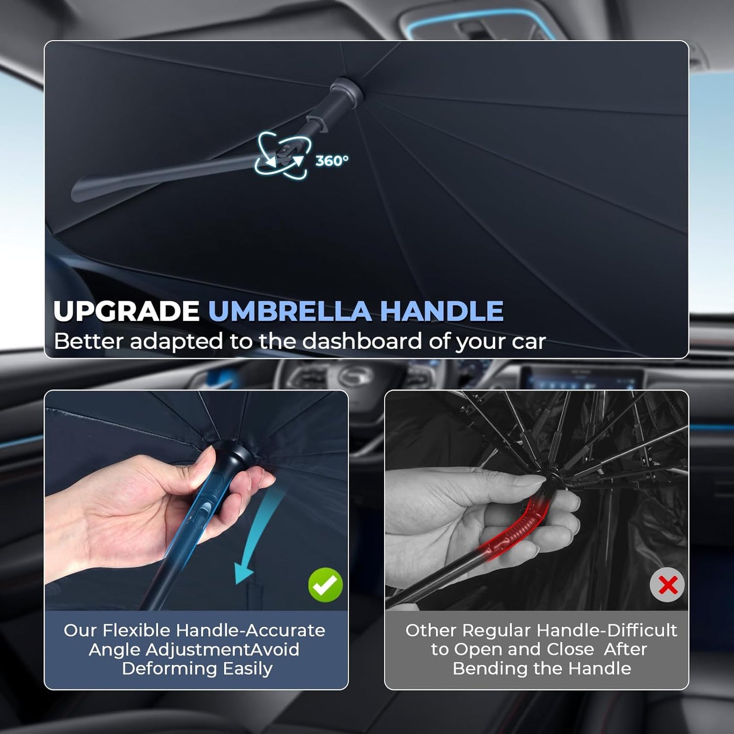 Windshield Sun Shade Umbrella for 2021-2025 Kia Sorento Accessories: Custom Fit 210T Silver, Foldable Sunshade Front Window Sun Visor, Blocks UV Rays, Keeps Car Cool for LX/S/EX/SX/X-Line