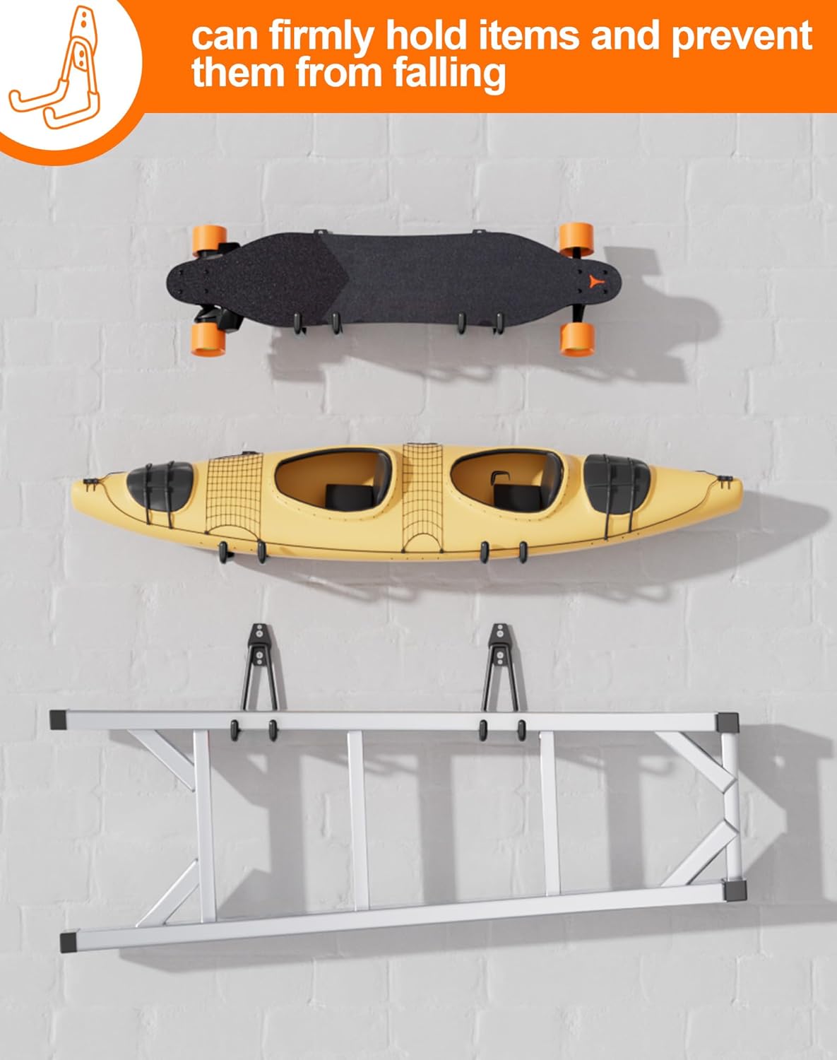 QcoQce 12 Pack Garage Hooks Heavy Duty, Wall Mount Utility Hooks with Extension Cord Straps, Anti-Slip Coating for Bike, Ladder, Hose, Garage Organization, Includes Screws (Black)