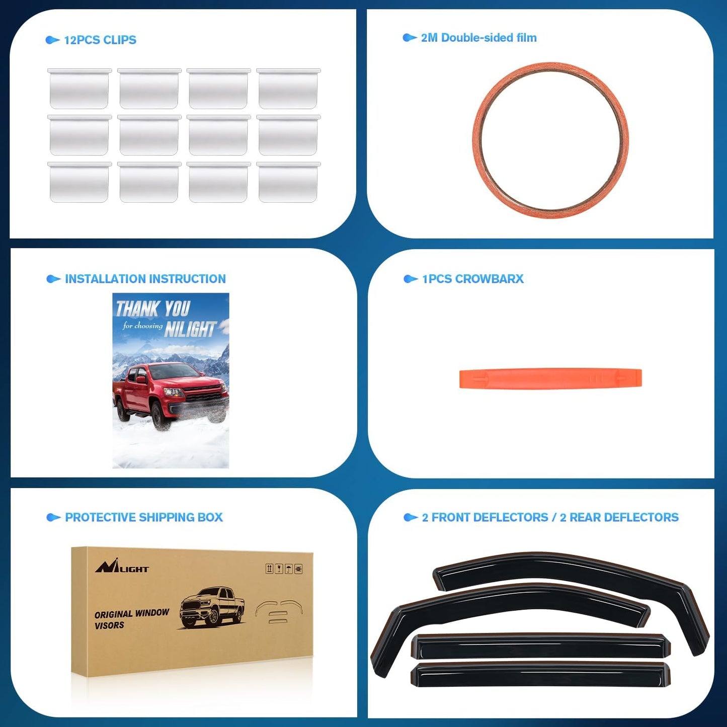 Nilight in Channel Rain Guards for Grand Caravan 2008-2023, Chrysler Town Country 2008 2009 2010 2011 2012 2013 2014 2015 2016, Volkswagen Routan 2009-2012 Window Deflectors, Vent Window Visors-4PCS