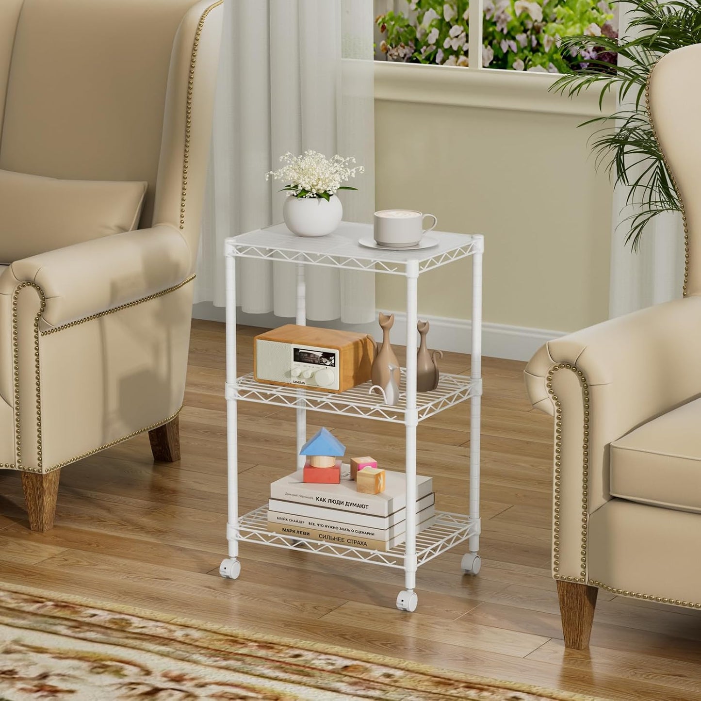 SINGAYE 3 Small Wire Shelves Kitchen Pantry Close Home Organizers and Storage Bathroom Shelf Laundry Room Organization Adjustable Book Metal Garage Shelving Unit