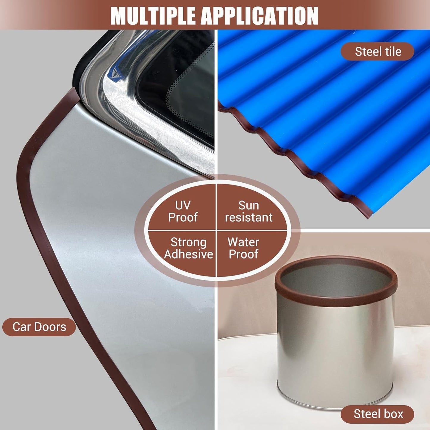 Rubber Edge Trim, Flexible Edge Trim for Sharp Edge, 1/16" U Channel Edge Protector, Self Adhesive Edge Guards for Car Doors and Sheet Metal Parts, 10Ft, Brown Color