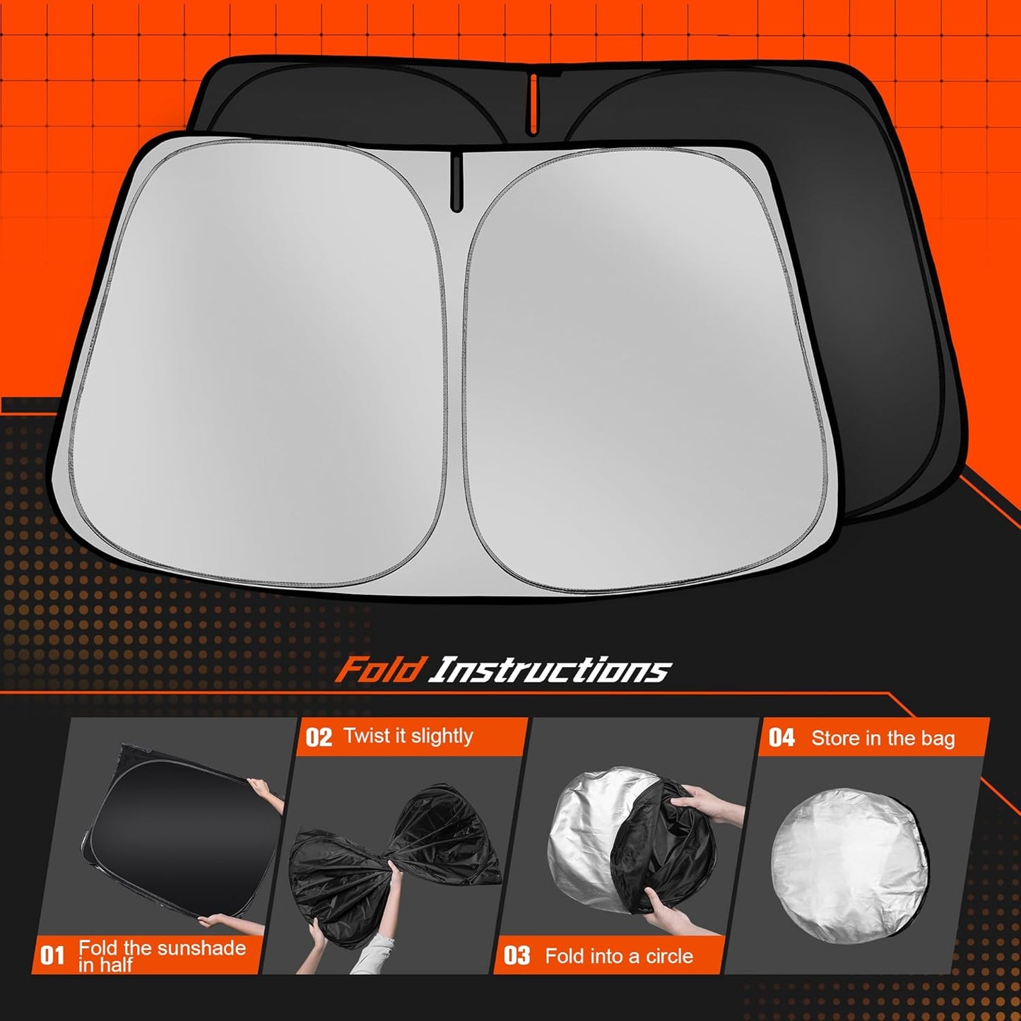 Custom Fit Windshield Sun Shade for Mazda CX5 2017-2025 - Full Coverage, 210T Reflective Fabric, Double-Layer Design - Blocks 99% UV Rays, Keeps Car Cool, Easy to Install and Store