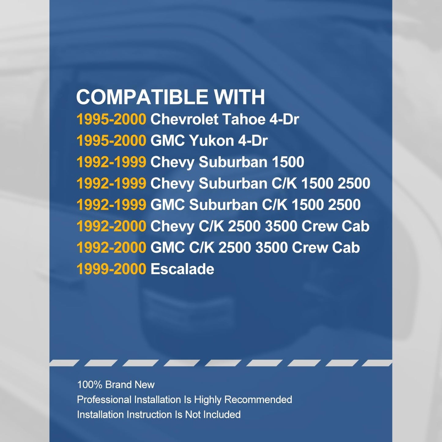 Auto Dynasty 4PCS Carbon Fiber Pattern Window Visors Compatible with 1992-2000 Chevy Tahoe GMC Yukon Suburban C/K 1500 2500 3500 Crew Cab Escalade, Tape-On Front & Rear Window Deflectors