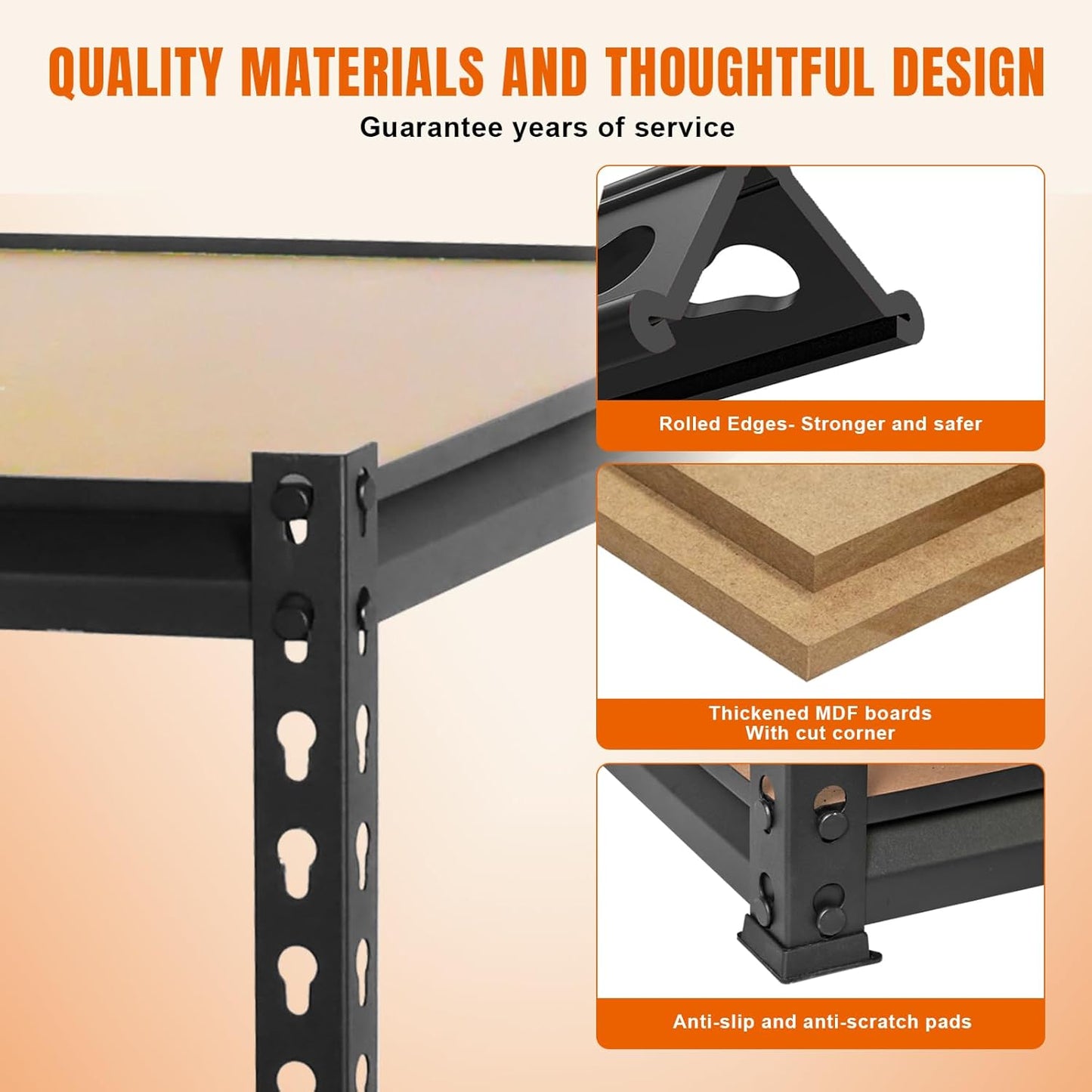 BIG RED Storage Shelving Unit, 5-Tier Adjustable, Heavy Duty Metal Garage Shelves/Utility Rack for Kitchen, Pantry, Basement, Bathroom, Laundry - 2,000 lbs Capacity, Black, 72" H x 35" W x 12" D