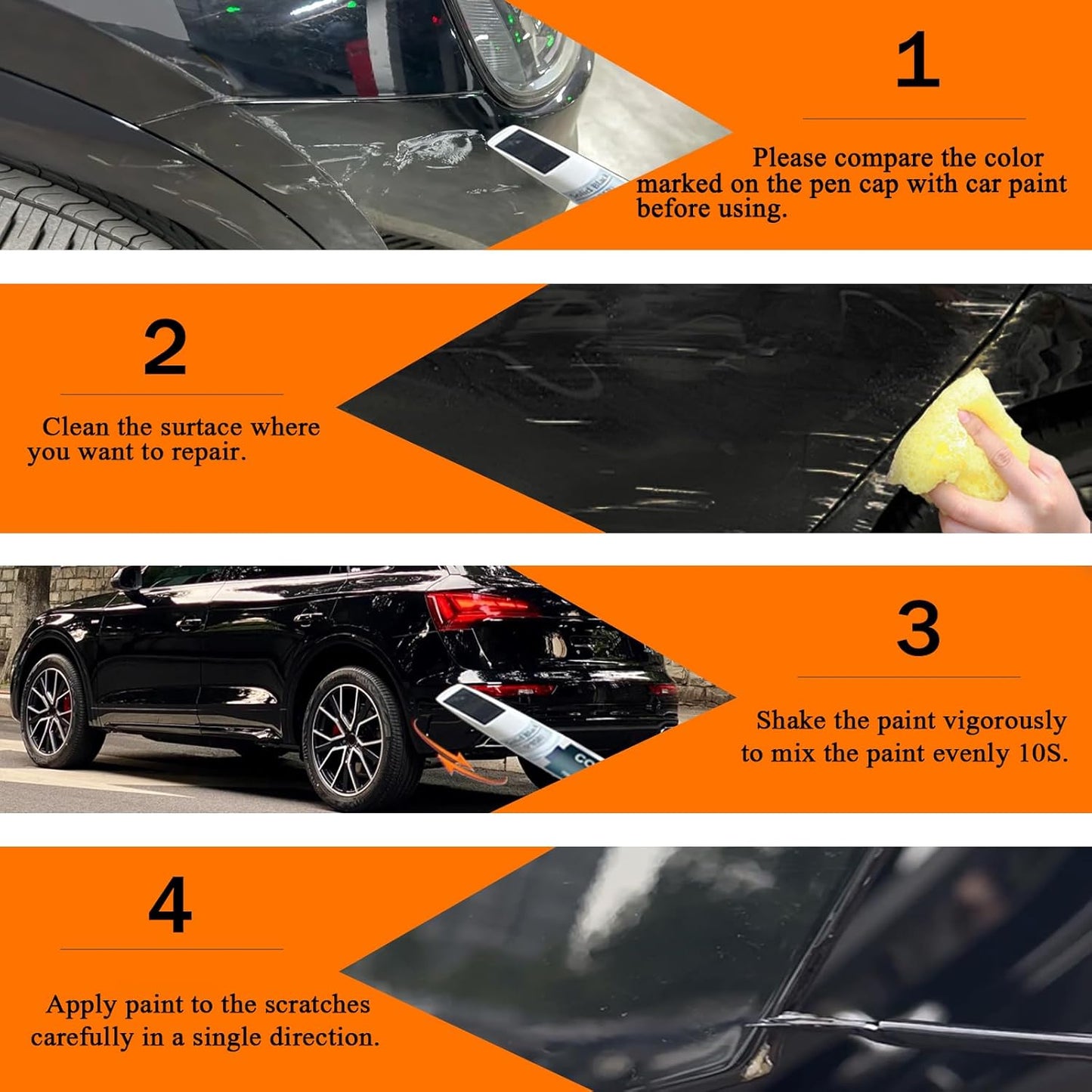Brilliant Black(LY9B/A2) Touch Up Paint Compatible with Audi, Car Paint Pen Scratch Repair Two-In-One Touch Up Paint, Premium Car Scratch Remover for Deep Scratches