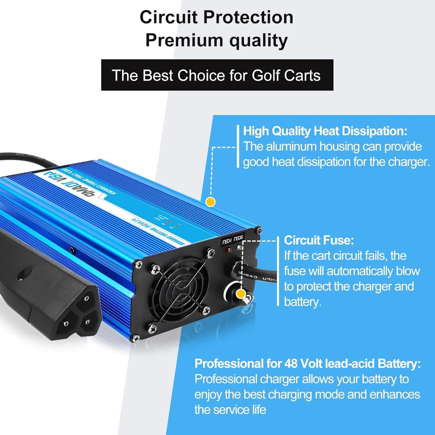10 Amp 48 Volt Golf Cart Battery Charger for EZGO RXV&TXT,with Trickle Charge,Replace ezgo Charger 48 Volt