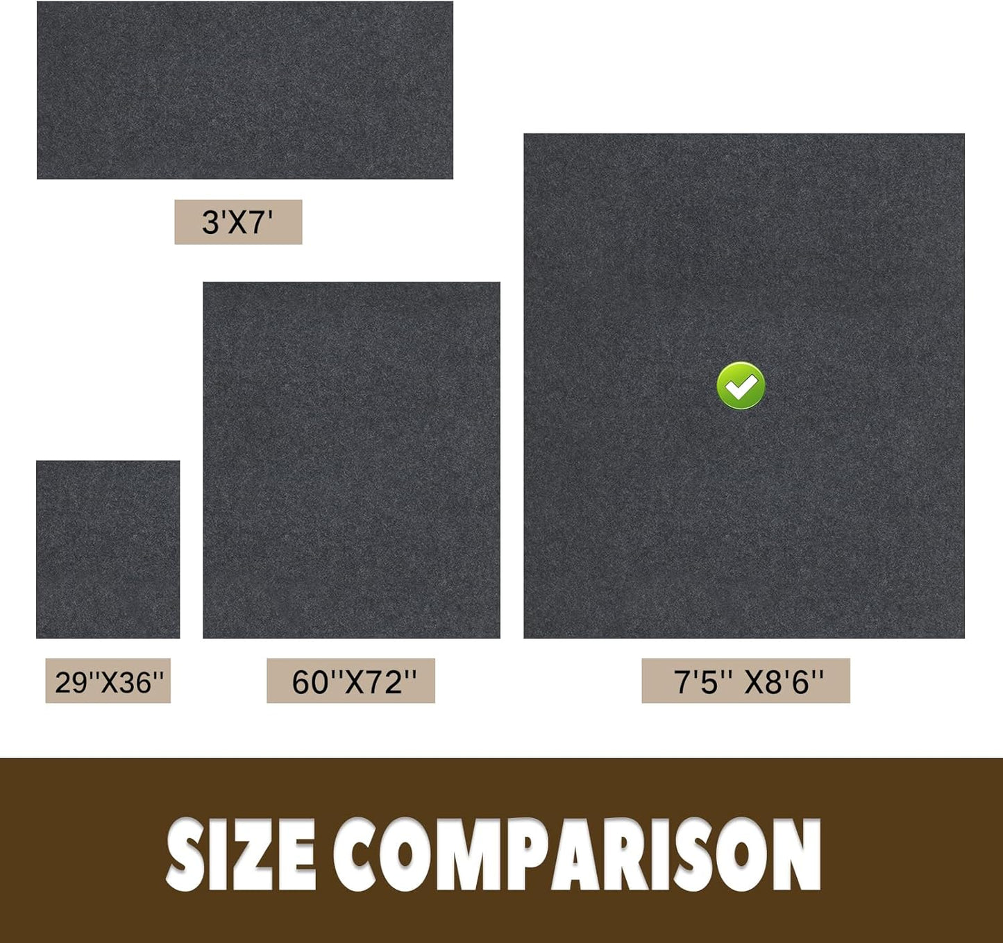 Garage Floor Mat for Small Vehicle, 7'5" x 8'6", Non Slip TPR Backing, Protect Floor from Spills, Drips, Splashes, Absorbent/Durable Pads for Parking, Charcoal