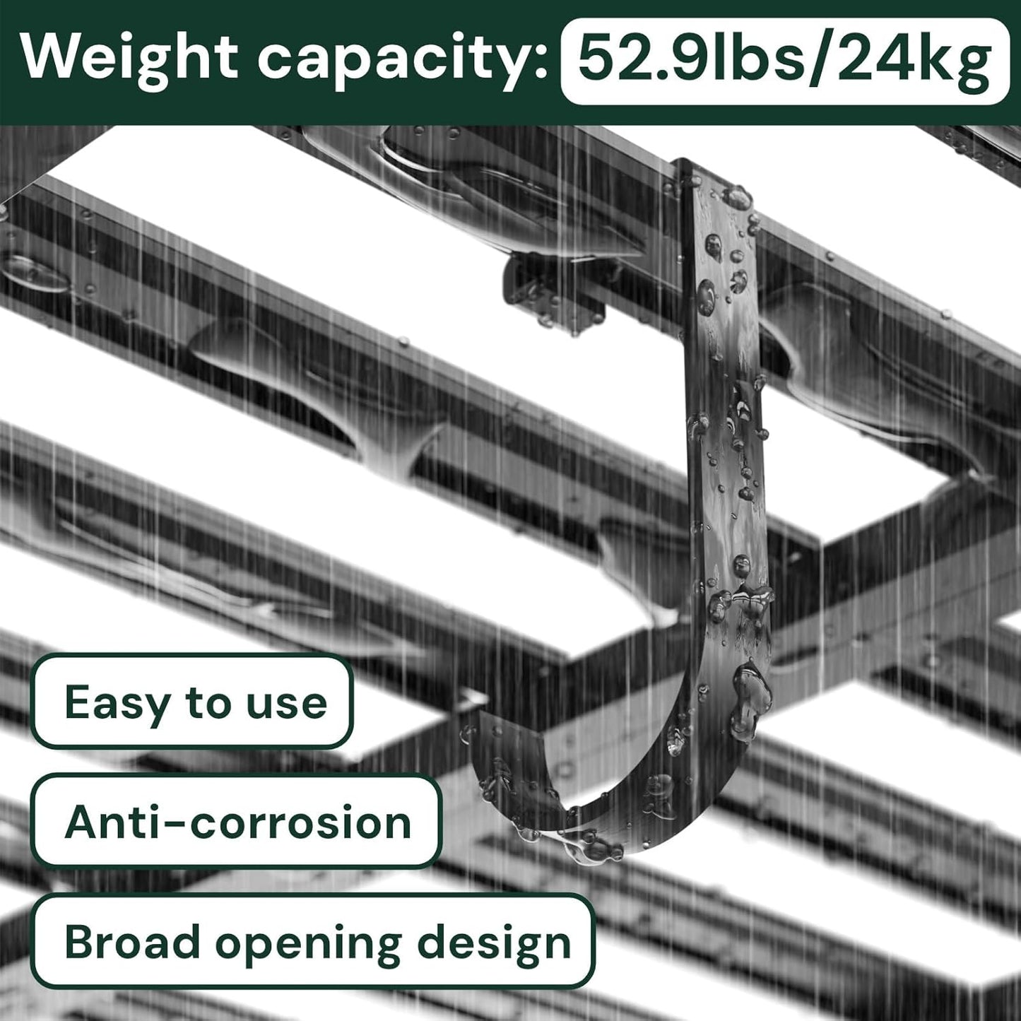 SunsGrove Heavy-Duty 4-Pack Overhead Garage Ceiling Storage Hooks, Add-On Storage Flat Hook Accessory for Hanging Bikes and More, Supports Up to 53lbs