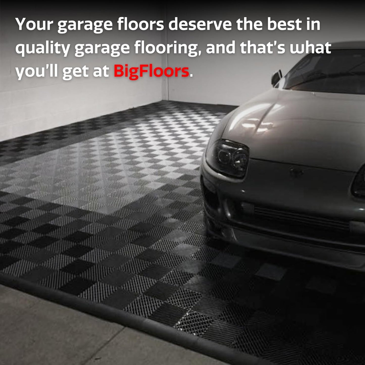 Big Floors RaceDeck Free-Flow Interlocking Garage Flooring Tiles, Non-Slip, Self-Draining, Heavy-Duty, High-Impact Copolymer, Easy Install (Alloy, 12 Pack of 12 x 12" Tiles)