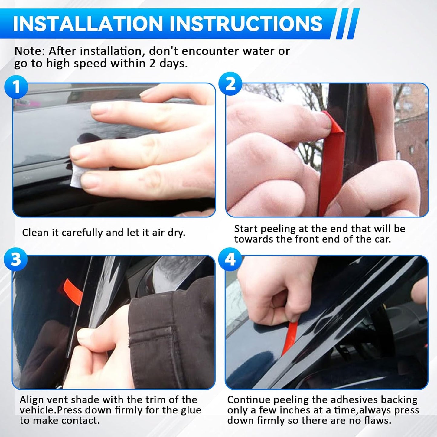 4pcs Front+Rear Smoke Tint Sun/Rain Guard Outside Mount Tape-On Vent Window Visors Compatible with 16-20 Envision